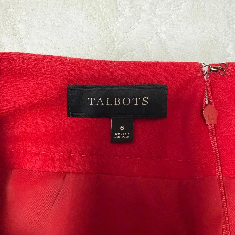 Preppy Classic Talbots Red 99% Wool A-Line Skirt Size 6 Knee Length